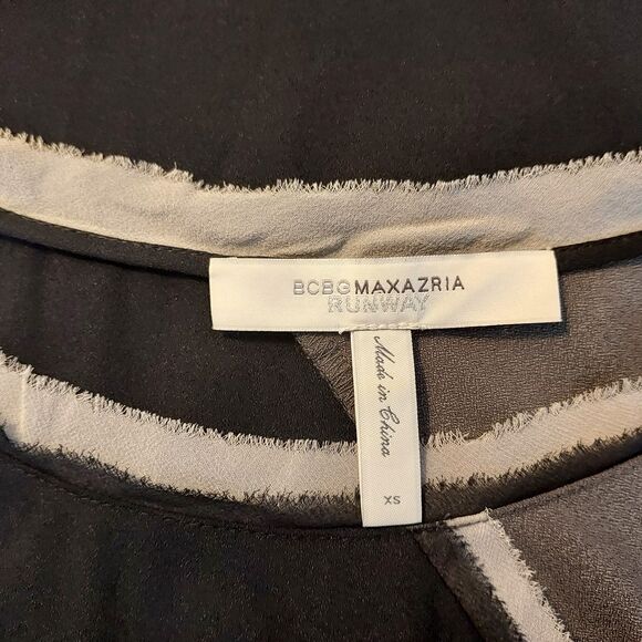 BCBGMAXAZRIA Runway Asymmetrical Cold Shoulder Color Block Tunic Dress Size XS - Picture 10 of 15